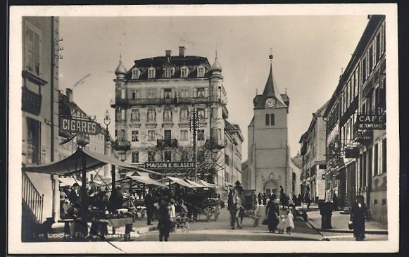 Cartes postales: Le Locle, Platzpartie mit Maison E. Blas – D'occasion à Berlin par bartko-reher