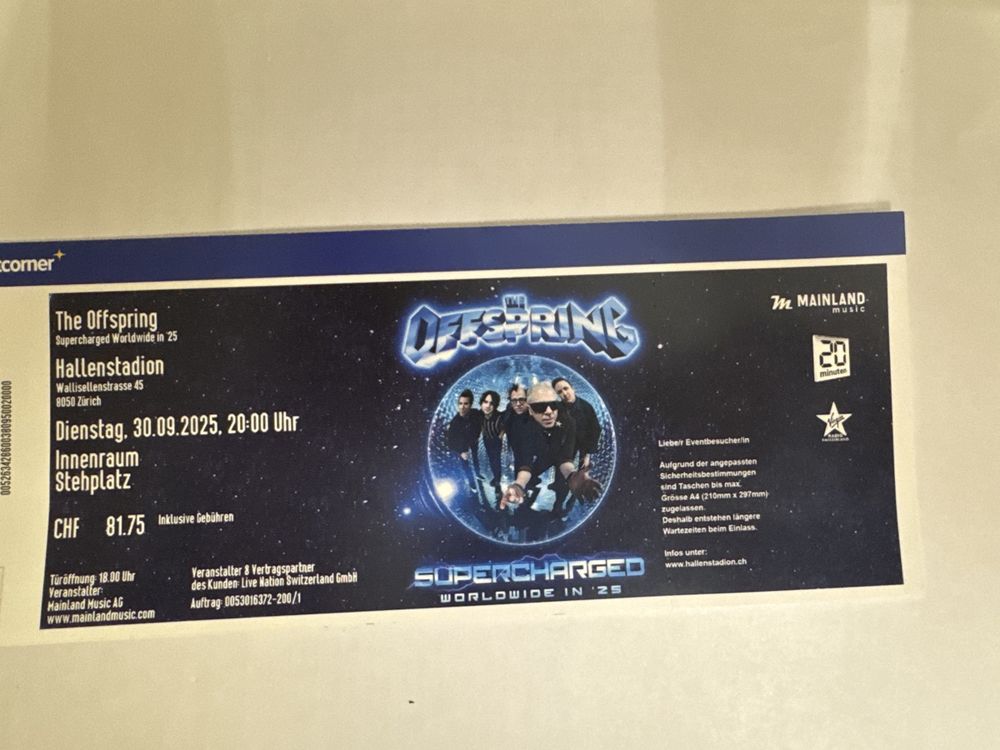Offspring Ticket 30.09.2025 (Neu und originalverpackt) in Grenchen für ...