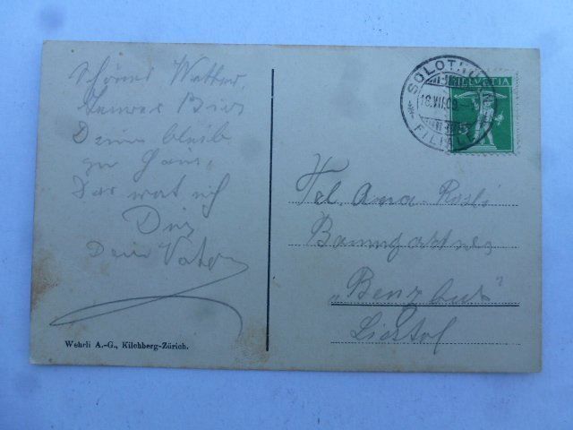 Cartoline postali: Ansichtskarte Solothurn 1909 – Usato da Walkringen venduto da Casablanca777 1