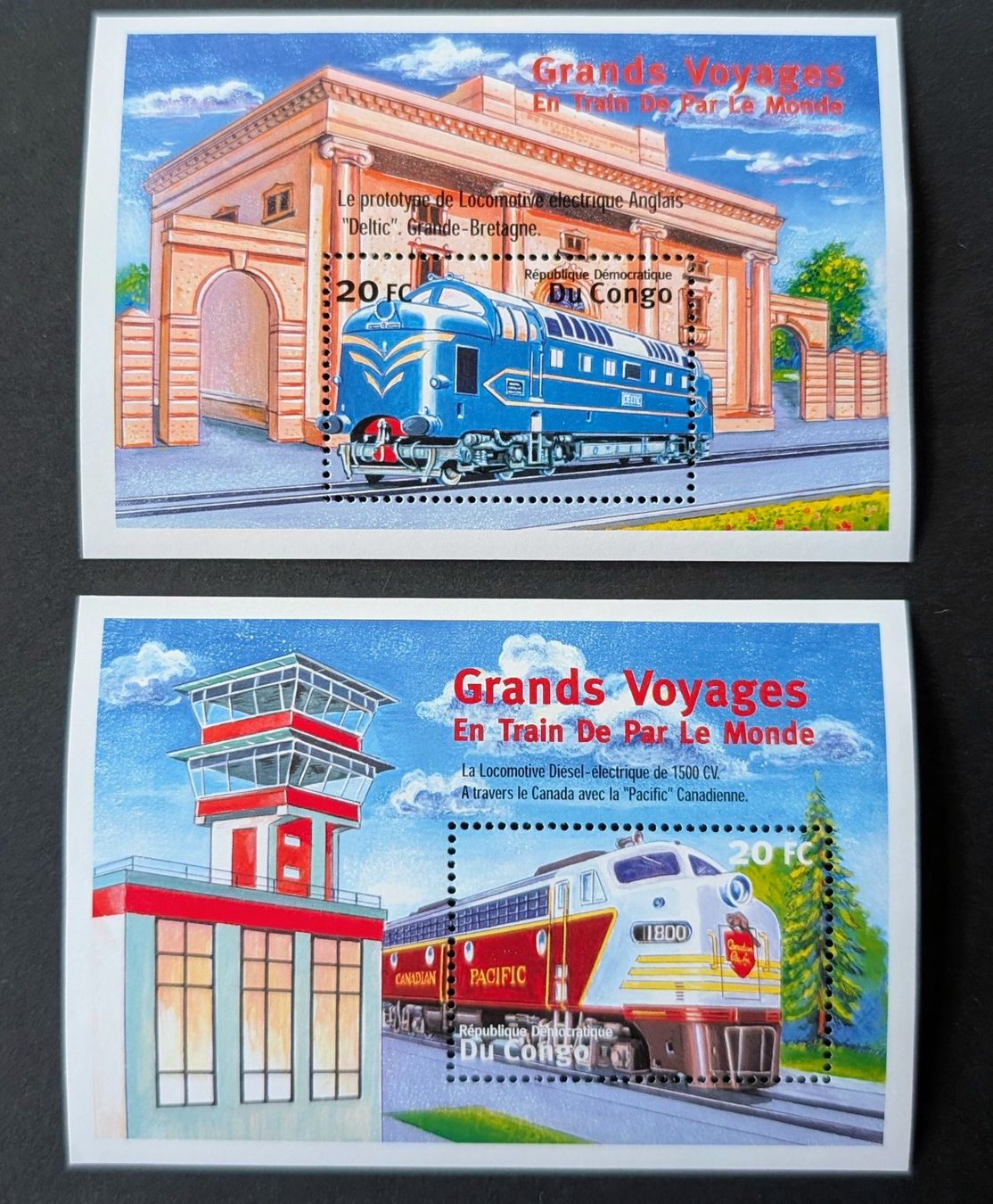 Tutti i francobolli: DR Kongo-2x Block Eisenbahnmotive ** – Nuovo e nell'imballaggio originale da Hittnau venduto da stamps_and_coins