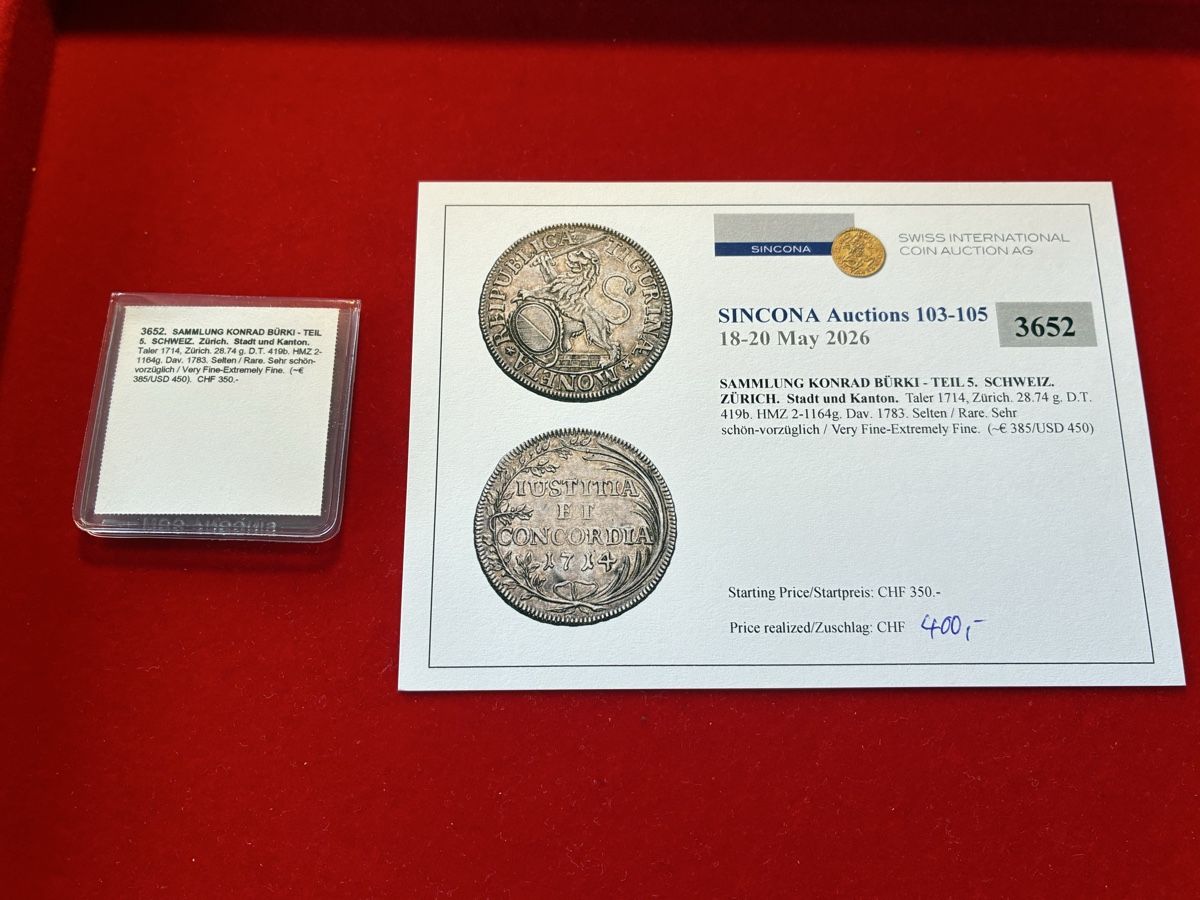 Tutti le monete: Taler Zürich 1714 – Usato da Birmensdorf ZH venduto da VRENELI1897 2