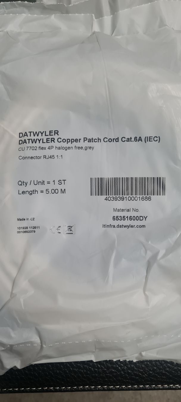 Dätwyler Cavi: 35 Stk. Patchkabel Cat.6A CU 7702 , Halogenfrei, RJ45. 5m. – Nuovo e nell'imballaggio originale da Zürich venduto da dav_n8m7 1