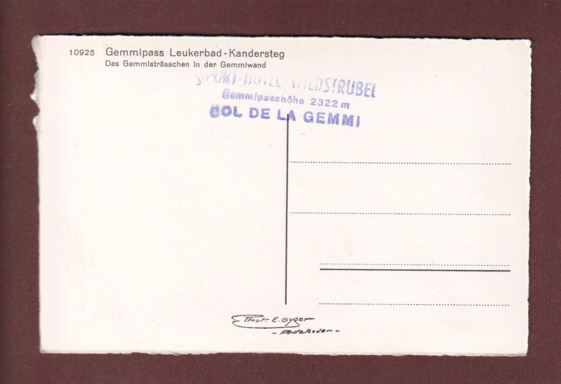 Ansichtskarten: GEMMIPASS - Gemmiwand – Gebraucht aus Pully von nicecards-shop 1