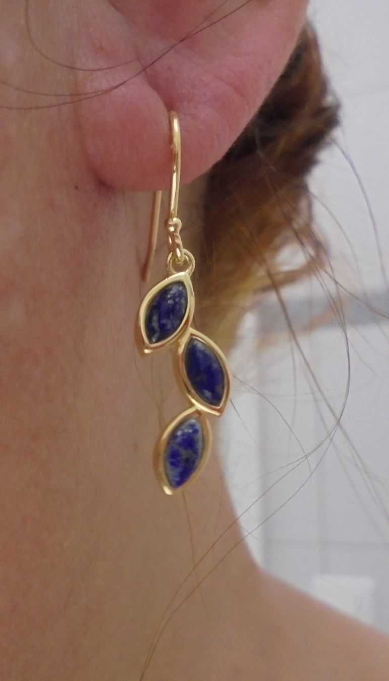 Orecchini pendenti & Orecchini a lobo: Echtschmuck: Lapislazuli Silberohrhänger, vergoldet – Nuovo (secondo la descrizione) da Zuchwil venduto da maumauchi 5
