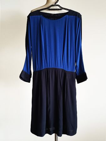 Robe Maje en soie et viscose, dos ouvert, bicolore, T2/38