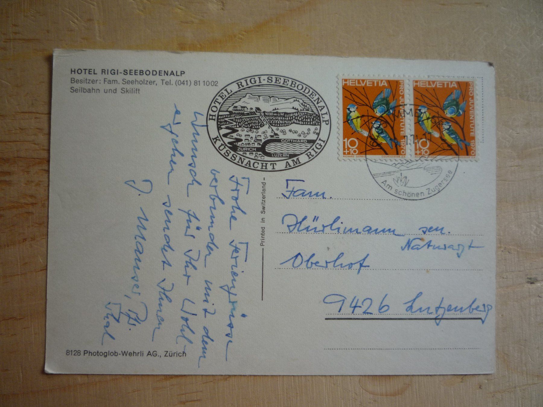 Ansichtskarten: Rigi-Seebodenalp, 19.7.71 – Gebraucht aus Rieden SG von Brockehuesli 1