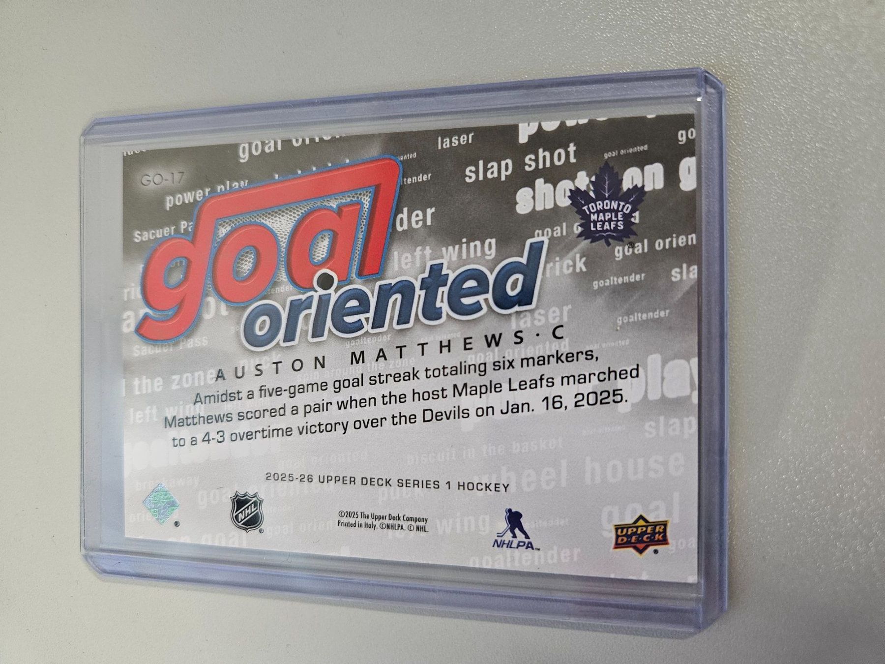 NHL Carte collezionabili: NHL 25-26 Upper Deck S1 Goal Oriented A.MATTHEWS Toronto – Usato da Arth venduto da Web_air1 1