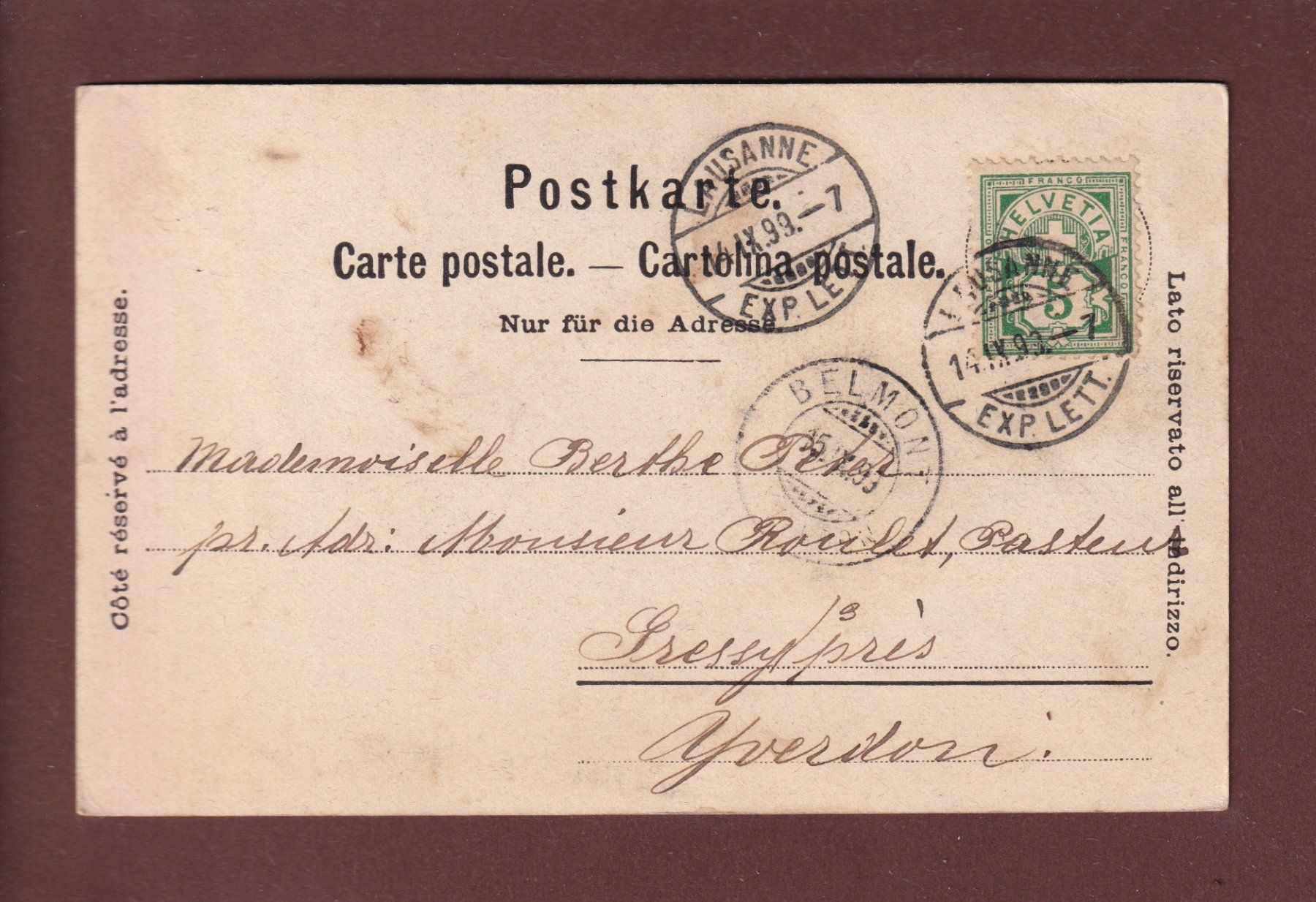 Cartoline postali: BARQUE DU LEMAN - Clair de lune - 1899 – Usato da Pully venduto da nicecards 1