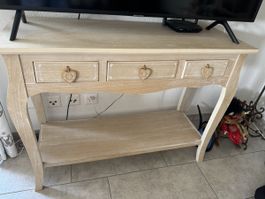 Konsolentisch mit 3 Schubladen und Ablage Holz hell