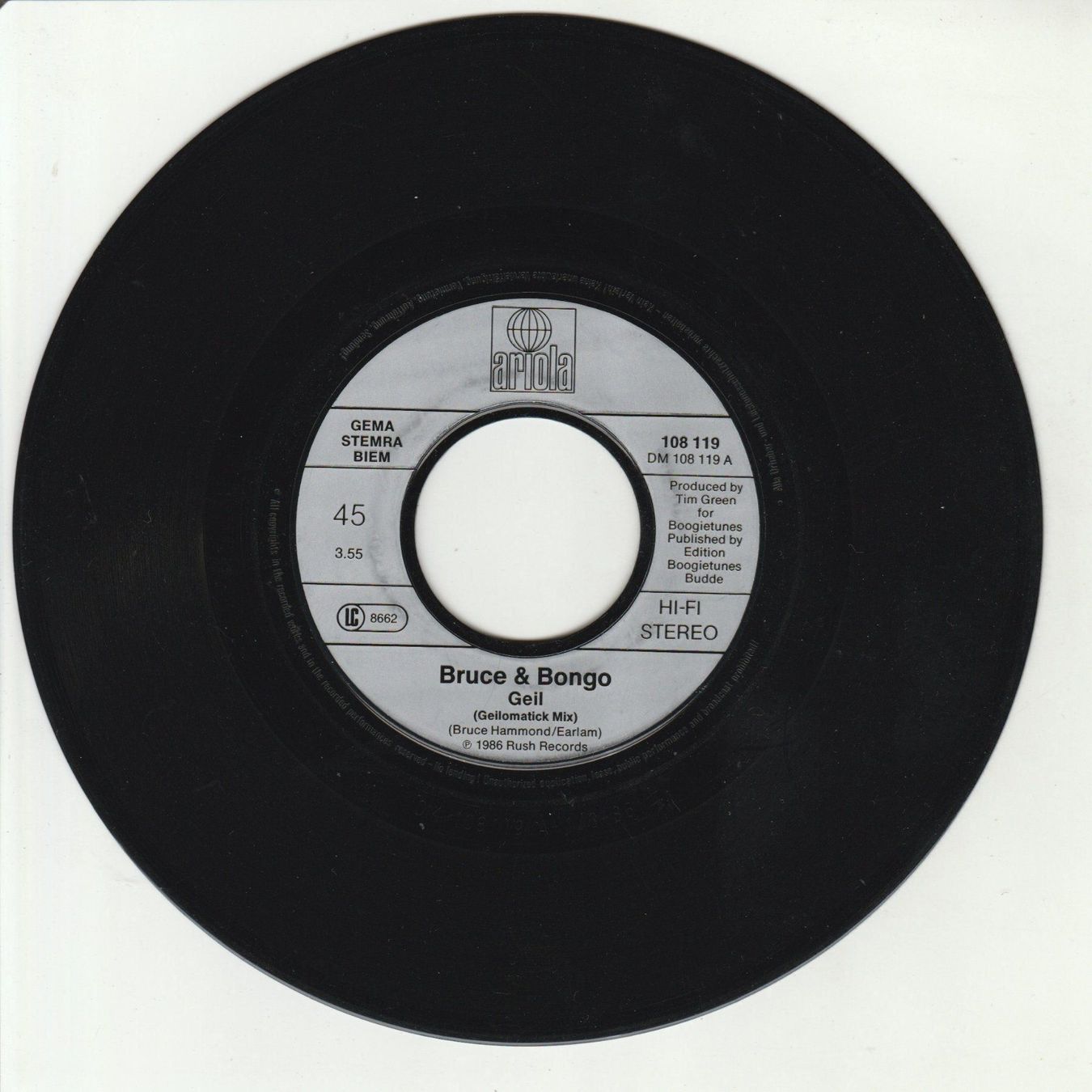 Dischi in vinile: Bruce & Bongo - Geil 7" Vinyl 1986 – Usato da Tübach venduto da JamesStone 2