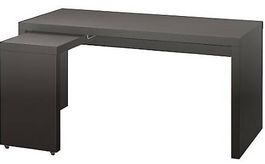 IKEA MALM Schreibtisch mit Ausziehplatte  Schwarzbraun