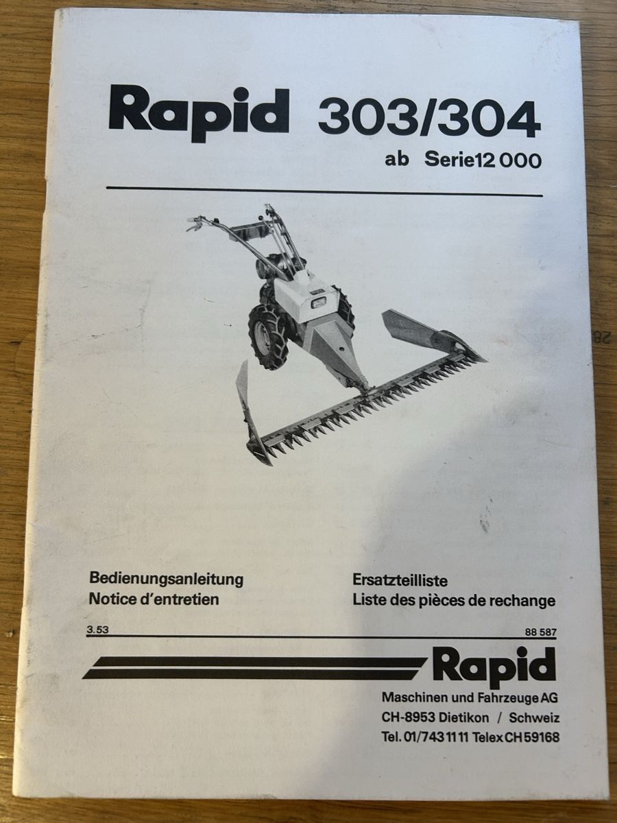 Metall- & Schlosserei Sonstiges: Rapid Bedienungsanleitung+ Ersatzteiliste – Gebraucht aus Rickenbach LU von Brutus05