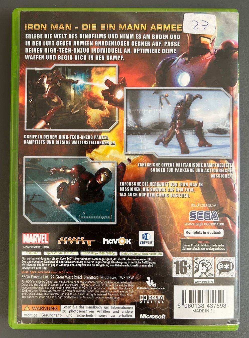 Giochi: Iron Man - Xbox 360 – Usato da Obfelden venduto da jenxbp 1