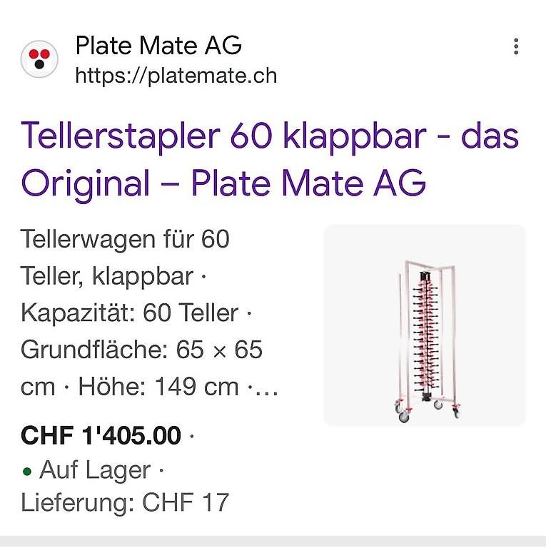 Piatti: Tellerstaplerwagen PlateMate für 60 Teller – Usato da Finsterhennen venduto da ursikiener64 1