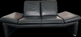 Ledersofa schwarz 2-Sitzer