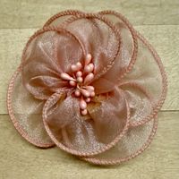 Haarspange/Brosche Blumenapplikation rosa Organza neu