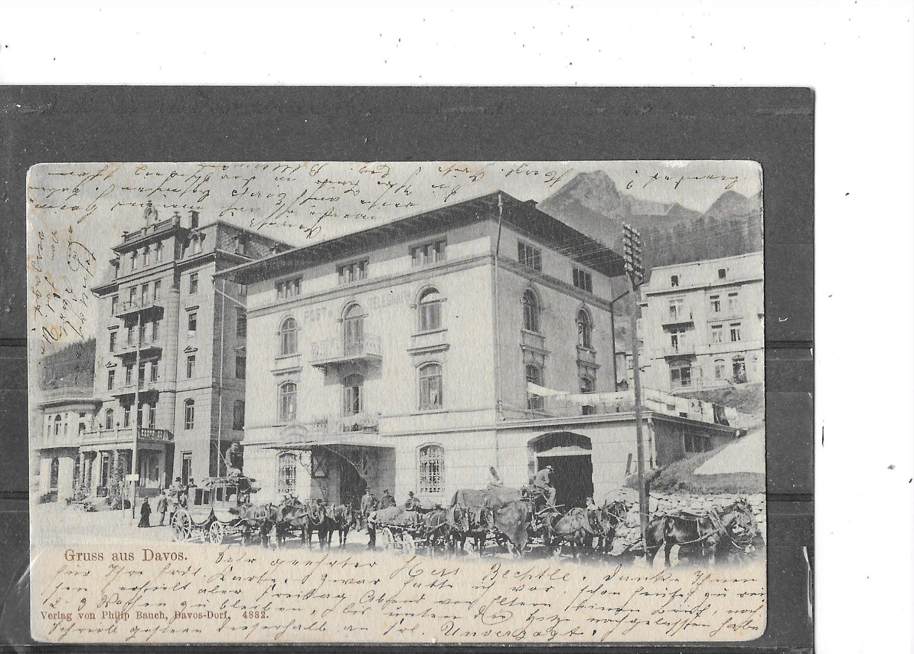 Cartes postales: GR Gruss aus Davos 1904 mit Post und Postkutsche – D'occasion à Schocherswil par Wilare
