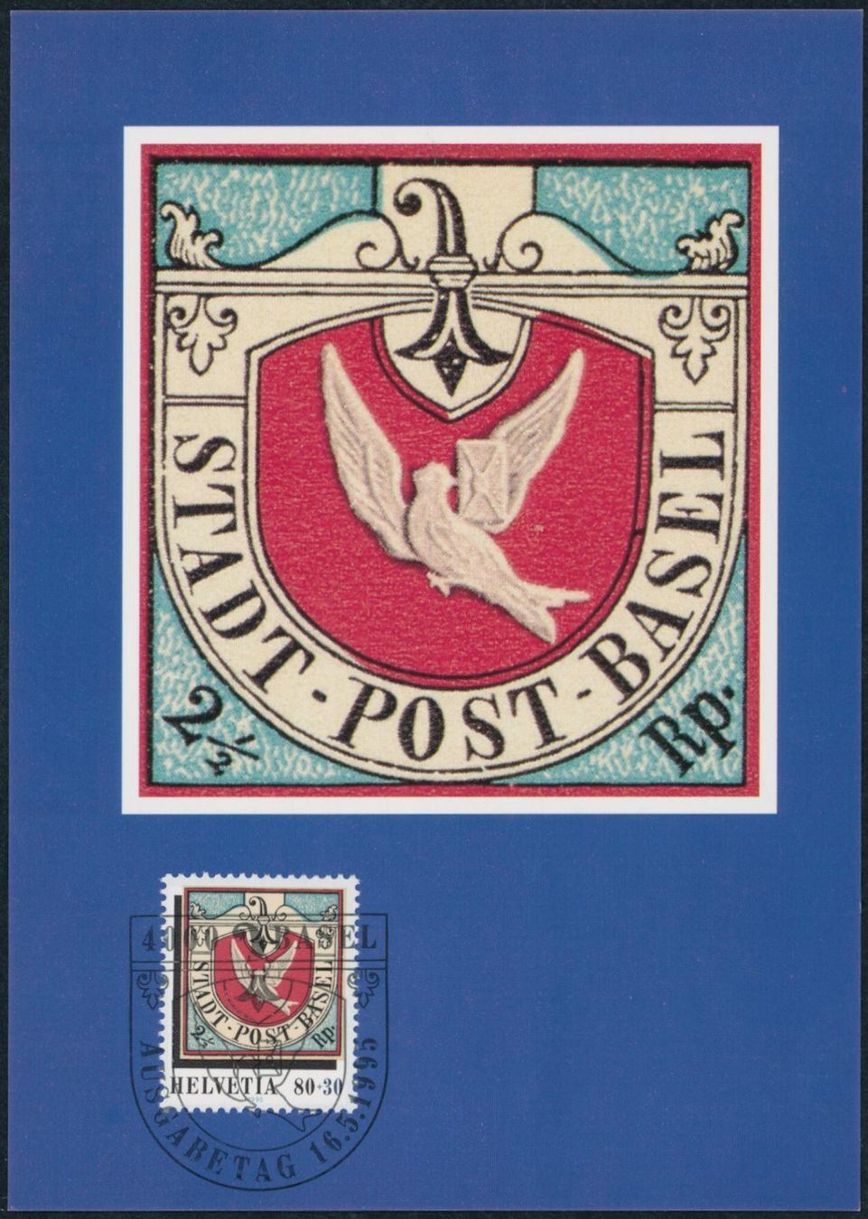 Tutti i francobolli: 1995 - Basler Taube - Maximumkarten MK - Ersttag Stempel ET – Usato da Schindellegi venduto da leecollect