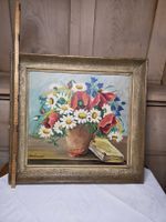 Blumenstillleben, Ölgemälde, signiert, im Rahmen, vintage