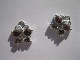 2 Anhänger Schmetterling mit lila Strass