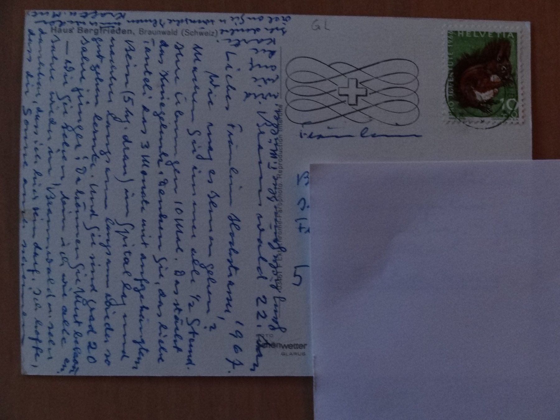 Cartoline postali: Braunwald - GL - Haus Bergfrieden - 1966 – Usato da St Léonard venduto da Riglin 1