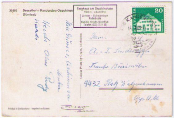 Cartoline postali: Kandersteg - Sessellift Oeschinen – Usato da Binningen venduto da Mountainrider 1
