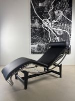 Design-Chaiselongue im Stil der Moderne/ Echtleder Schwarz
