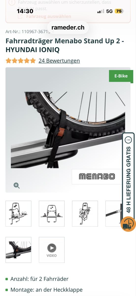 Fahrradhalterungen: Fahrradträger Menabo 2 Heck – Gebraucht aus Wettswil von SB_art 1