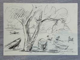 SCHACHENMANN Arthur, Tusche auf Papier, signiert, Original.