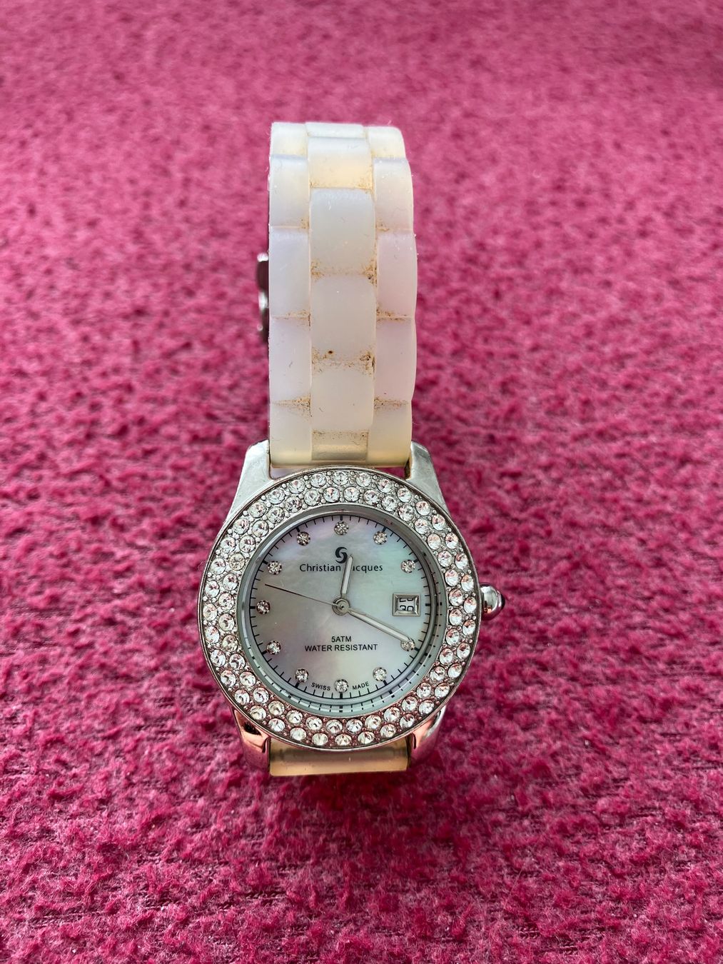 Orologi: Montre Christian Jacques, strass, bracelet silicone – Usato da Bex venduto da man_6gxz