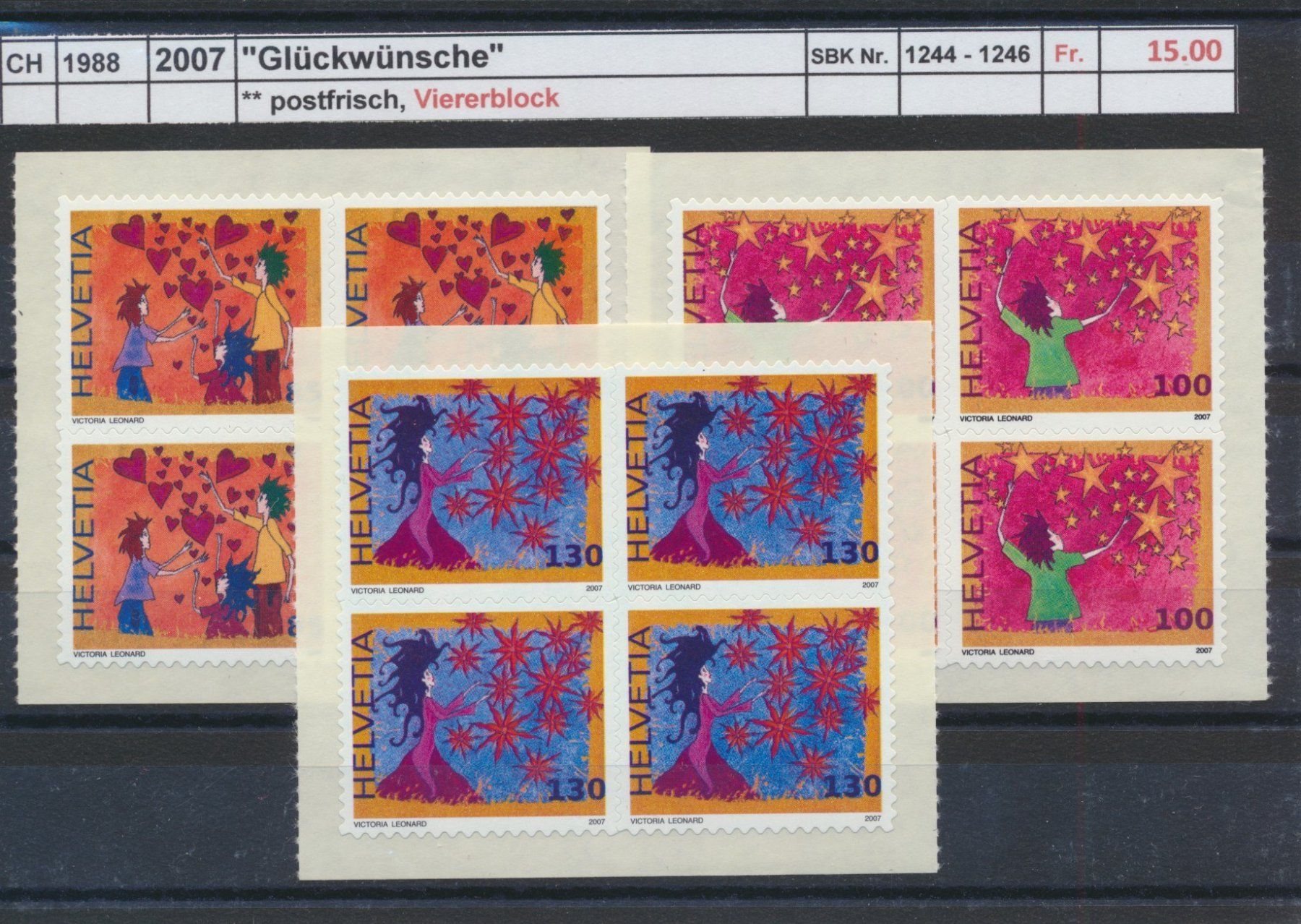 Tous les timbres: 2007 "Glückwünsche",  Viererblock, ** postfrisch – Neuf (Voir description) à Winterthur par Zupogeru