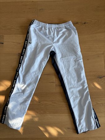 Lacoste Track Pants White Navy Logo Tape Size M