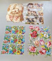 Oblaten Blumen Hunde Bilder zum einkleben Poesie Vintage