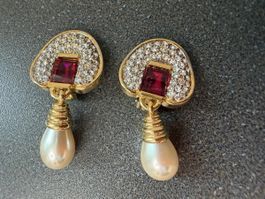 David Grau ✨Vintage-Ohrringe – Goldfarben strass