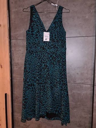 Cocktailkleid Gr.38 grün/schwarz animal print
