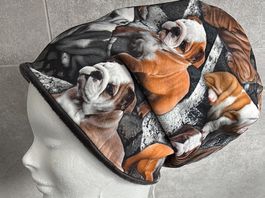 Bulldogge Fleece Beanie, Mütze, Kappe, Ökotex, Gr. 54 NEU