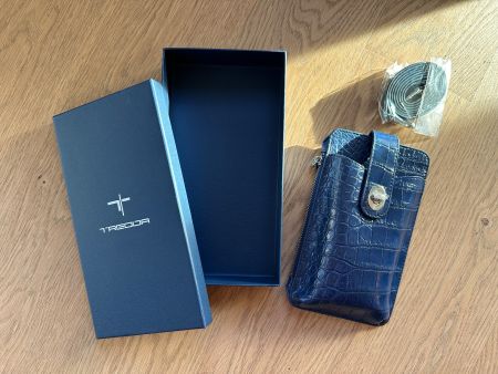 Leder Handytasche in Kroko-Optik, Neu mit Box