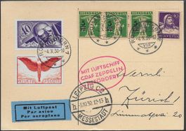 1930 Zeppelin Fahrt ROMANSHORN-LEIPZIG hochwertig top ab 1.-