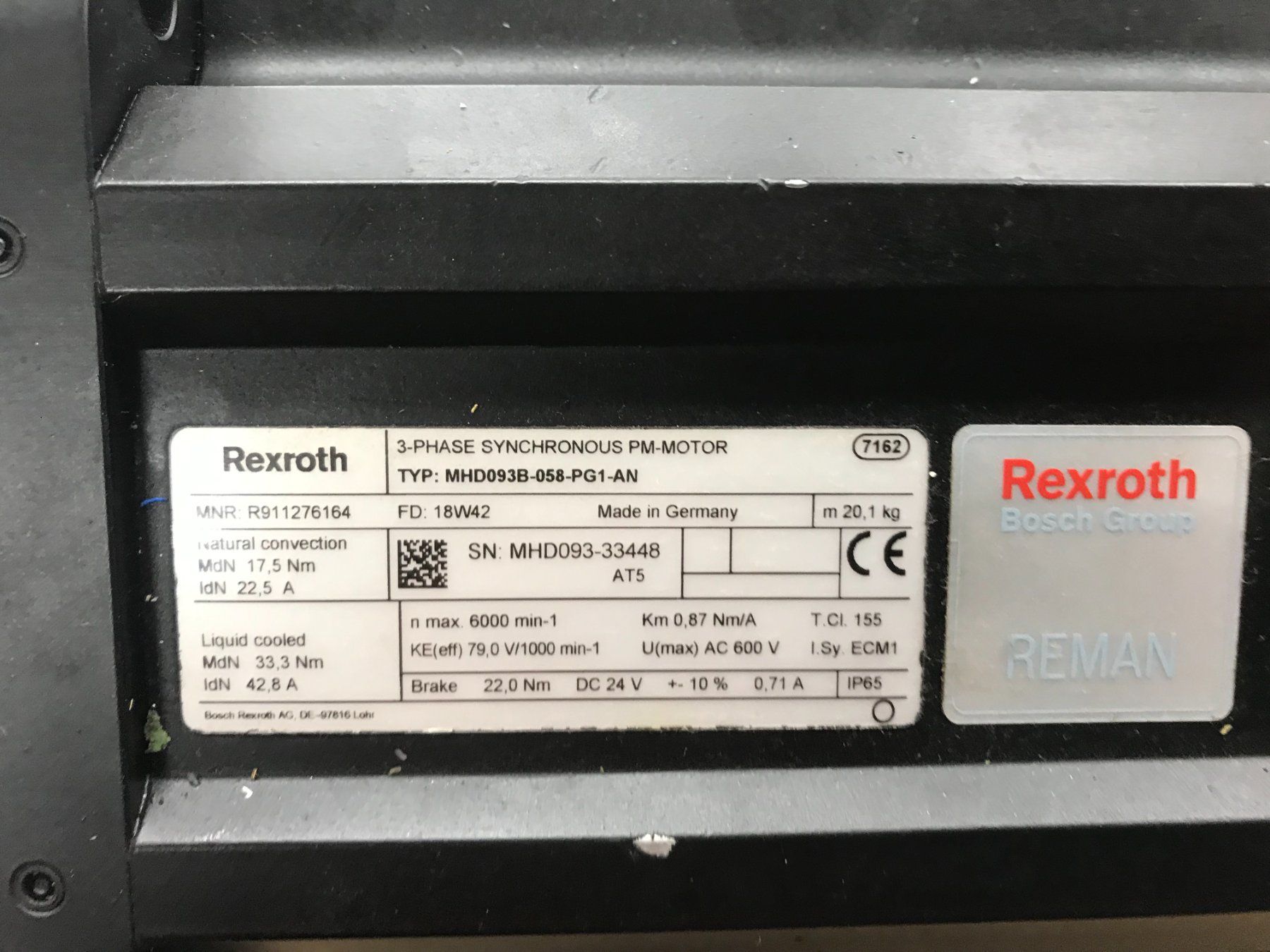 Motori: Servomotor Rexroth MHD0938 058 PG1-AN – Usato da Aesch BL venduto da muroluz 2