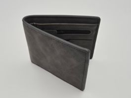 Portefeuille homme gris cuir synthétique avec fermeture