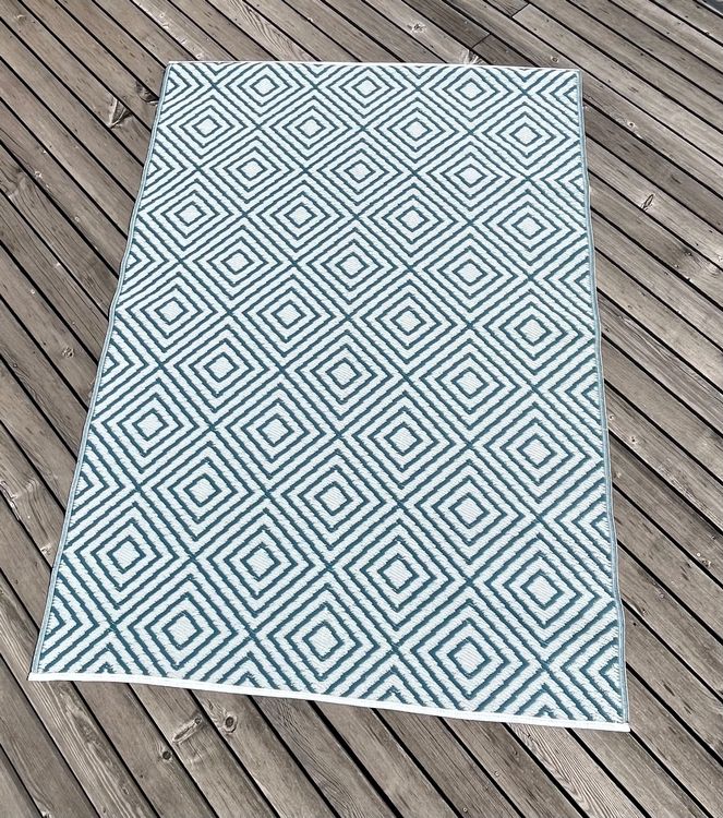 Bast Teppich mit Muster blau weiss NEU Kaufen auf Ricardo
