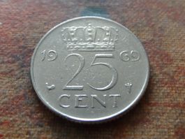 PAYS-BAS  Nederland  25  Cent  1969