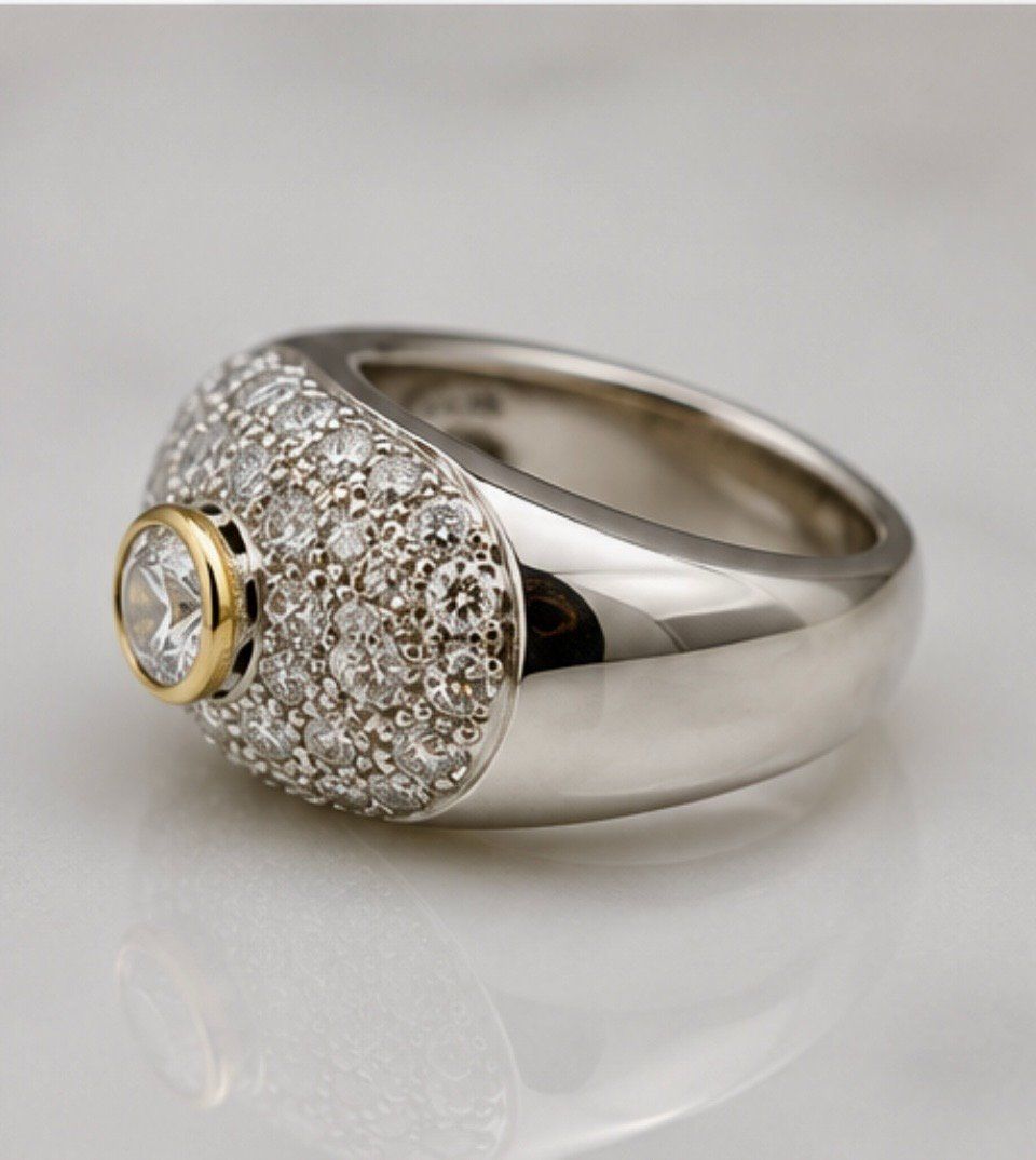 Ringe: Wunderschöner Diamantring mit einem zentralen Diamanten – Gebraucht aus Genève von Mycollection 3