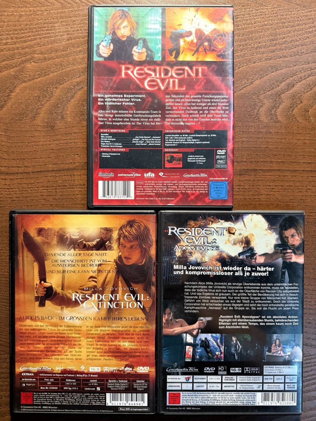 Tutti i DVDs: Resident Evil - Teil 1 bis 3 – Usato da Zürich venduto da FilmFreunde 1