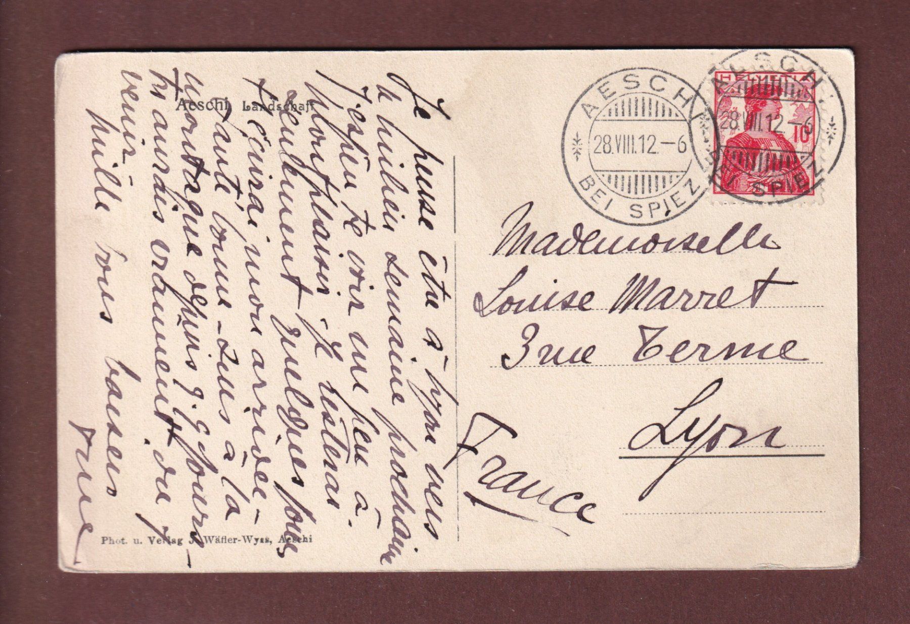 Cartes postales: AESCHI bei Spiez - 1912 – D'occasion à Pully par nicecards-shop 1