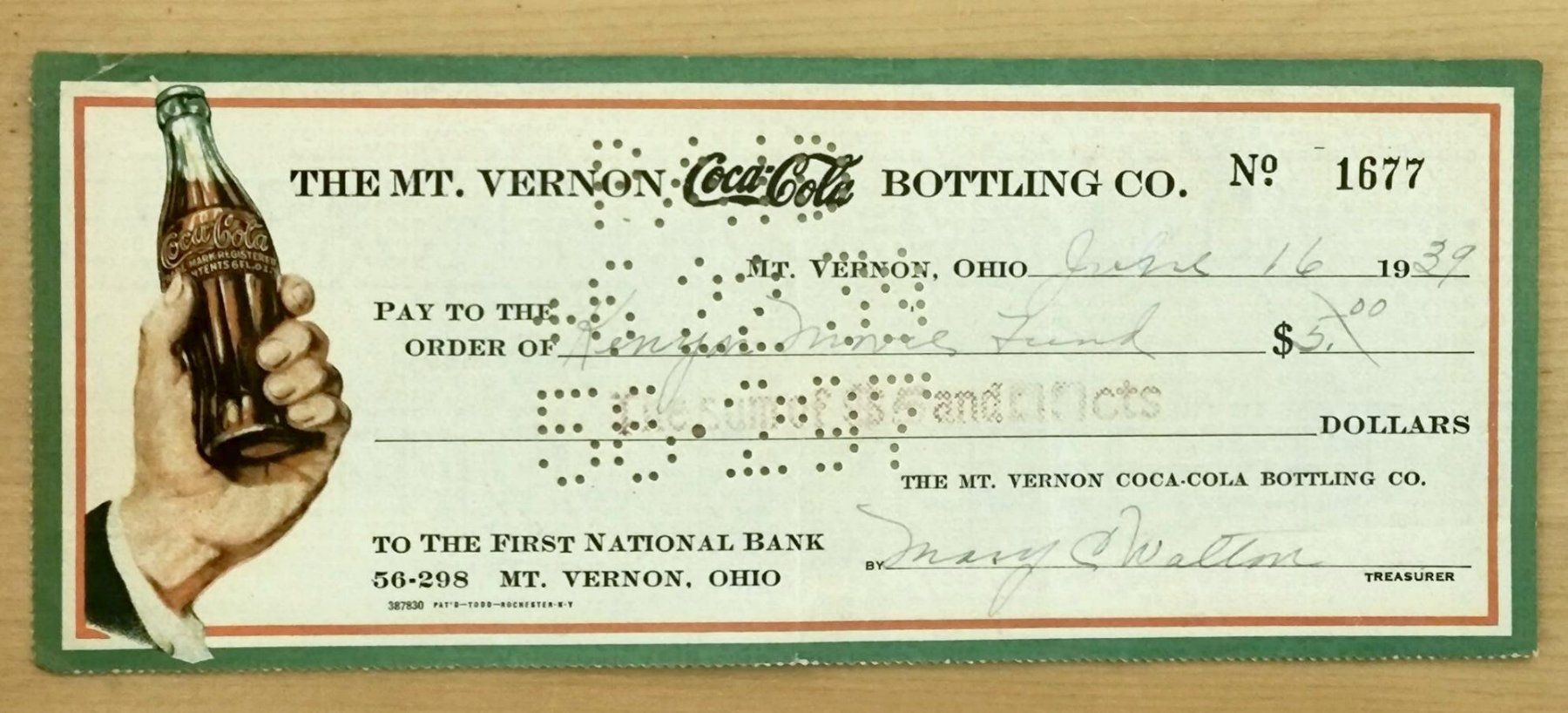 Bottiglie: EXKLUSIV  uralter Coca-Cola Scheck von 1939 – Usato da Pfäffikon ZH venduto da Colacity