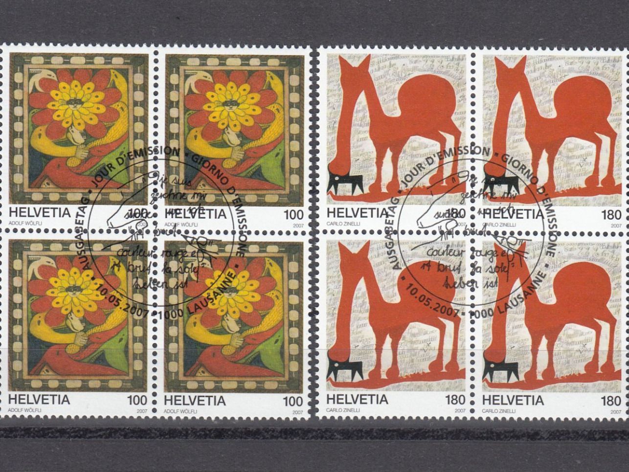 Alle Briefmarken: SBK 1233 - 1234 im 4er-Block mit ET – Gebraucht aus Bürglen TG von StampGraf