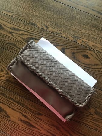 Bottega Veneta Maxi Clutch Purse Bag Tasche Taupe