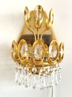 Vintage Goldene Kristall-Wandleuchte 70er Palwa Style