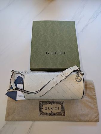 Gucci Blondie Mini Barrel Bag Weiss Leder Tasche FULL SET